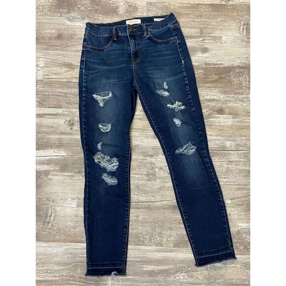 Pacsun Ankle Jegging Jean Distressed Raw Hem Cropped Stretch Women’s Sz 27 Waist - Picture 1 of 7